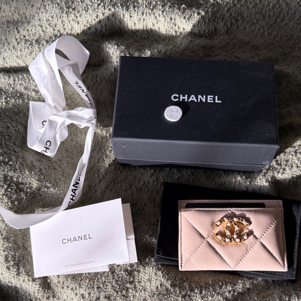 Chanel Quilted Card Holder with Gold Accents